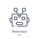 Liniowa robot twarzy ikona od elektronika konturu kolekcji Cienka kreskowa robot twarzy ikona odizolowywająca na białym tle Robot ilustracji Liniowa robot twarzy ikona od elektronika konturu kolekcji Cienka kreskowa robot twarzy ikona odizolowywająca na białym tle Robot ilustracji