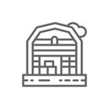 Linje symbol f?r lantg?rdhuslandskap stock illustrationer Linje symbol f?r lantg?rdhuslandskap stock illustrationer