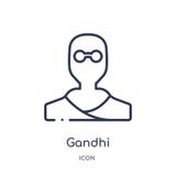 Linjär gandhisymbol från välgörenhetöversiktssamling Tunn linje gandhivektor som isoleras på vit bakgrund moderiktig gandhi royaltyfri illustrationer Linjär gandhisymbol från välgörenhetöversiktssamling Tunn linje gandhivektor som isoleras på vit bakgrund moderiktig gandhi royaltyfri illustrationer
