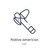 Linjär indiantomahawksymbol från kulturöversiktssamling Tunn linje indiantomahawkvektor som isoleras på vit royaltyfri illustrationer Linjär indiantomahawksymbol från kulturöversiktssamling Tunn linje indiantomahawkvektor som isoleras på vit royaltyfri illustrationer