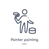 Linjär målaremålningsymbol från konstöversiktssamling Tunn linje målaremålningsymbol som isoleras på vit bakgrund målare stock illustrationer Linjär målaremålningsymbol från konstöversiktssamling Tunn linje målaremålningsymbol som isoleras på vit bakgrund målare stock illustrationer