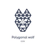 Linjär polygonal varghuvudsymbol från geometriöversiktssamling Tunn linje polygonal varghuvudsymbol som isoleras på vit bakgrund royaltyfri illustrationer Linjär polygonal varghuvudsymbol från geometriöversiktssamling Tunn linje polygonal varghuvudsymbol som isoleras på vit bakgrund royaltyfri illustrationer