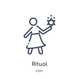 Linjär rituell symbol från magisk översiktssamling Tunn linje rituell symbol som isoleras på vit bakgrund rituell moderiktig illu royaltyfri illustrationer Linjär rituell symbol från magisk översiktssamling Tunn linje rituell symbol som isoleras på vit bakgrund rituell moderiktig illu royaltyfri illustrationer