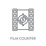 Linjär symbol för filmräknare Modern conce för logo för översiktsfilmräknare stock illustrationer Linjär symbol för filmräknare Modern conce för logo för översiktsfilmräknare stock illustrationer
