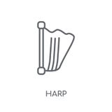 Linjär symbol för harpa Modernt begrepp för översiktsharpalogo på vit baksida vektor illustrationer Linjär symbol för harpa Modernt begrepp för översiktsharpalogo på vit baksida vektor illustrationer