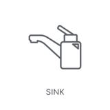 Linjär symbol för vask Modernt begrepp för översiktsvasklogo på vit baksida royaltyfri illustrationer Linjär symbol för vask Modernt begrepp för översiktsvasklogo på vit baksida royaltyfri illustrationer