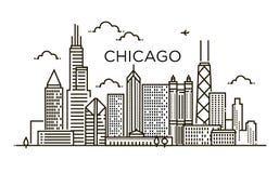 Linjärt baner av den Chicago staden Linje konst vektor illustrationer Linjärt baner av den Chicago staden Linje konst vektor illustrationer