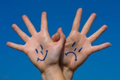Linked Hands With Smiles And Sadness Pattern Stock Photography Linked Hands With Smiles And Sadness Pattern Stock Photography