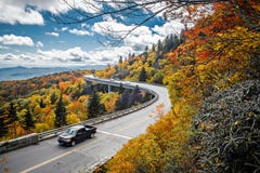 Linn Cove Viaduct Carries The Blue Ridge Parkway Around The Slop Royalty Free Stock Photo
