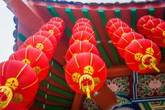 Linternas rojas chinas adornadas Templo de Thean Hou malasia fotografía de archivo libre de regalías Linternas rojas chinas adornadas Templo de Thean Hou malasia fotografía de archivo libre de regalías