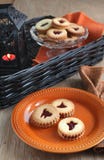 Linzer kakor för Halloween arkivfoto Linzer kakor för Halloween arkivfoto