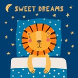 Lion mignon de sommeil illustration stock Lion mignon de sommeil illustration stock
