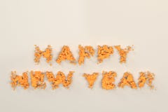 Liquid orange Happy New Year words with drops on white background. New year sign. 3D rendering illustration vector illustration Liquid orange Happy New Year words with drops on white background. New year sign. 3D rendering illustration vector illustration