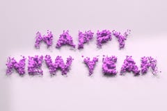 Liquid violet Happy New Year words with drops on white background. New year sign. 3D rendering illustration stock illustration Liquid violet Happy New Year words with drops on white background. New year sign. 3D rendering illustration stock illustration