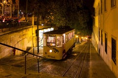 Lisboa Gloria Funicular Night Shot Imagens de Stock Lisboa Gloria Funicular Night Shot Imagens de Stock