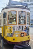 LISBON, PORTUGAL - AUGUST 07, 2017 :The tram driver in a old famous yellow elevator tram 28 royalty free stock images LISBON, PORTUGAL - AUGUST 07, 2017 :The tram driver in a old famous yellow elevator tram 28 royalty free stock images