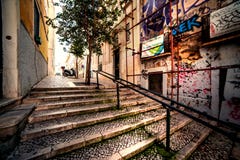 Lisbon, Portugal - January 18, 2016 - Typical view of old town i stock image Lisbon, Portugal - January 18, 2016 - Typical view of old town i stock image
