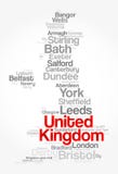 List of cities and towns in UNITED KINGDOM royalty free illustration List of cities and towns in UNITED KINGDOM royalty free illustration