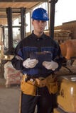 Lista di assegno della stretta di workerer della costruzione Immagini Stock Lista di assegno della stretta di workerer della costruzione Immagini Stock