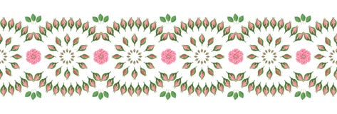 Listra/beira sem emenda decorativas com teste padrão popular da flor ilustração stock Listra/beira sem emenda decorativas com teste padrão popular da flor ilustração stock
