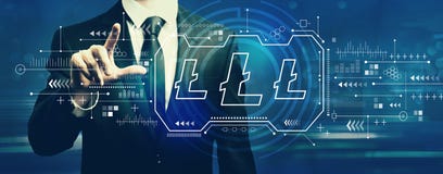 Litecoin with businessman royalty free stock photography Litecoin with businessman royalty free stock photography
