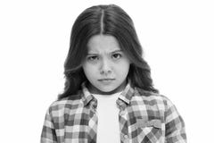 Liten flickalönelyftögonbryn som isoleras på vit Säkert barn med långt brunetthår Är du som är allvarlig Stoppa att lura mig arkivbilder Liten flickalönelyftögonbryn som isoleras på vit Säkert barn med långt brunetthår Är du som är allvarlig Stoppa att lura mig arkivbilder