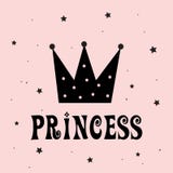 Liten prinsessa med kronaslogan royaltyfri illustrationer Liten prinsessa med kronaslogan royaltyfri illustrationer