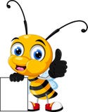 Little bee cartoon thumb up with blank sign royalty free illustration Little bee cartoon thumb up with blank sign royalty free illustration