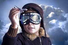 Little Boy In The Pilot`s Hat Royalty Free Stock Photo