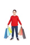 little boy in red sweater with shopping bags, royalty free stock photo little boy in red sweater with shopping bags, royalty free stock photo