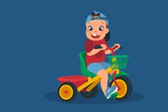 Little boy on a tricycle cartoon design royalty free illustration Little boy on a tricycle cartoon design royalty free illustration