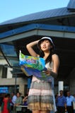 Little Chinese Asian Tourist Girl lost! royalty free stock image Little Chinese Asian Tourist Girl lost! royalty free stock image