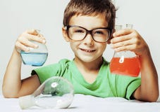 Little Cute Boy With Medicine Glass Isolated Royalty Free Stock Image