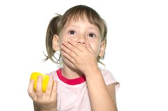 Little Girl Eats Bitter Lemon Stock Photography Little Girl Eats Bitter Lemon Stock Photography