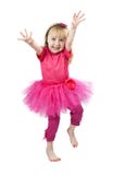 Little Girl In A Pink Dress Dancing In Studio Stock Photos