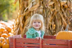 Little Girl In A Wagon Stock Photo Little Girl In A Wagon Stock Photo