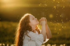 Cute girl with praying. Peace, hope, dreams concept. stock image Cute girl with praying. Peace, hope, dreams concept. stock image