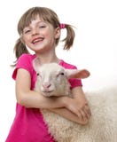 Little Girl With A Little Sheep Royalty Free Stock Photo