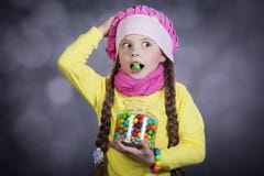 Little Girl With Jelly Bean. Stock Photography