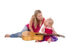Little Girl With Mother Playing Guitar Royalty Free Stock Images Little Girl With Mother Playing Guitar Royalty Free Stock Images