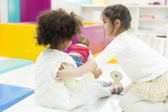 Little girls in the kindergarten stock photography Little girls in the kindergarten stock photography