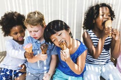 Little kids eating yummy ice cream royalty free stock image Little kids eating yummy ice cream royalty free stock image