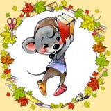A little mouse with school supplies royalty free illustration A little mouse with school supplies royalty free illustration