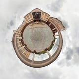 Little planet. Spherical view of a building with columns royalty free stock image Little planet. Spherical view of a building with columns royalty free stock image
