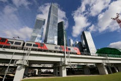Little Ring Of The Moscow Railways And Skyscrapers Of The International Business Center (City), Russia Royalty Free Stock Photo Little Ring Of The Moscow Railways And Skyscrapers Of The International Business Center (City), Russia Royalty Free Stock Photo
