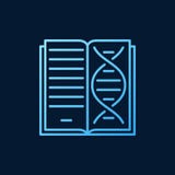 Livre avec l'icône ou le symbole bleue d'ensemble de la génétique de vecteur d'ADN illustration stock Livre avec l'icône ou le symbole bleue d'ensemble de la génétique de vecteur d'ADN illustration stock