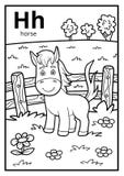 Livre de coloriage, alphabet sans couleur Lettre H, cheval Images stock Livre de coloriage, alphabet sans couleur Lettre H, cheval Images stock