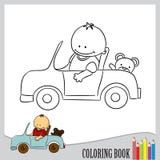 Livre de coloriage - enfant dans la voiture, vecteur illustration de vecteur Livre de coloriage - enfant dans la voiture, vecteur illustration de vecteur