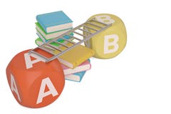 Livres avec des cubes en ABC sur le fond blanc illustration 3D illustration libre de droits Livres avec des cubes en ABC sur le fond blanc illustration 3D illustration libre de droits