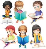 Livros de leitura dos meninos e das meninas ilustração do vetor Livros de leitura dos meninos e das meninas ilustração do vetor